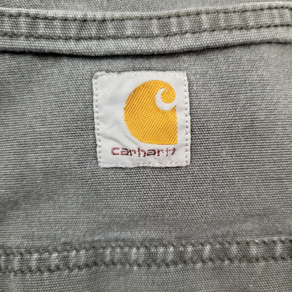 Carhartt Relaxed Fit Pants Mens 33x32 Gray Canvas Carpenter Workwear